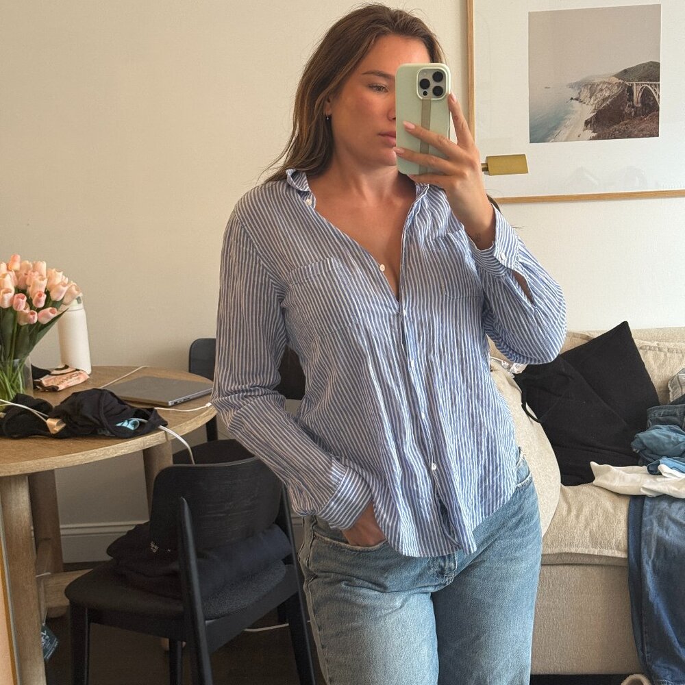 Blue & White Striped Button-Up Shirt – Lilly Pulitzer